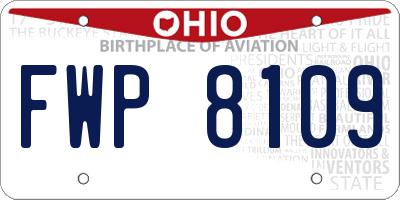 OH license plate FWP8109