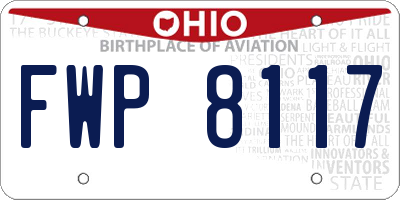 OH license plate FWP8117
