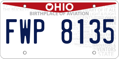 OH license plate FWP8135