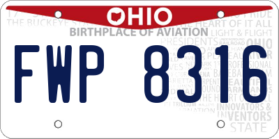 OH license plate FWP8316