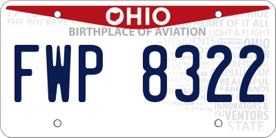 OH license plate FWP8322