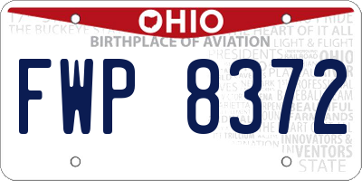 OH license plate FWP8372