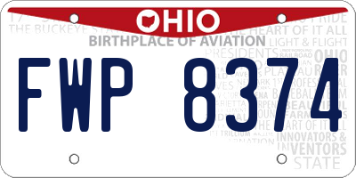 OH license plate FWP8374