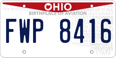 OH license plate FWP8416