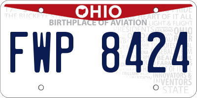 OH license plate FWP8424