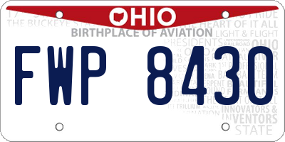 OH license plate FWP8430