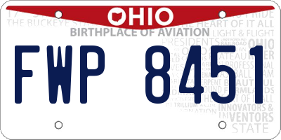 OH license plate FWP8451