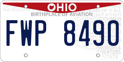 OH license plate FWP8490