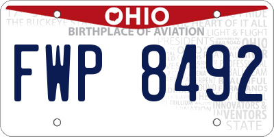 OH license plate FWP8492