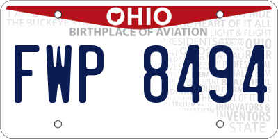 OH license plate FWP8494