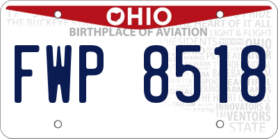 OH license plate FWP8518