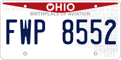OH license plate FWP8552