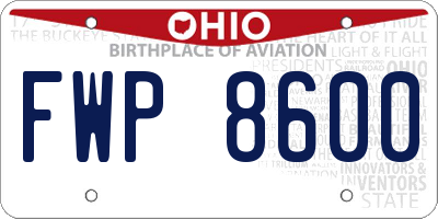 OH license plate FWP8600