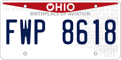OH license plate FWP8618
