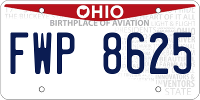 OH license plate FWP8625