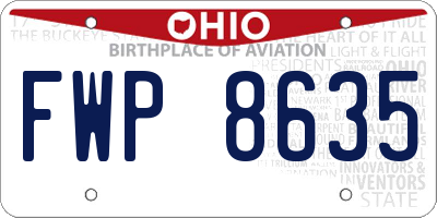 OH license plate FWP8635