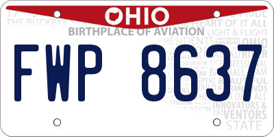 OH license plate FWP8637