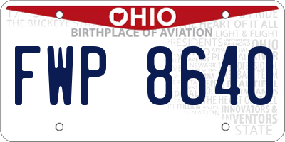 OH license plate FWP8640