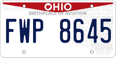 OH license plate FWP8645