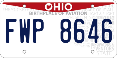 OH license plate FWP8646