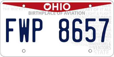 OH license plate FWP8657
