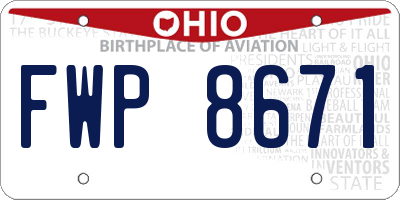 OH license plate FWP8671