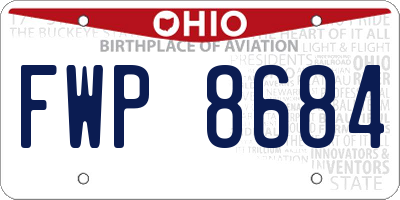 OH license plate FWP8684