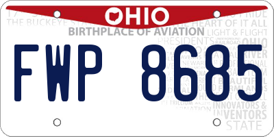 OH license plate FWP8685