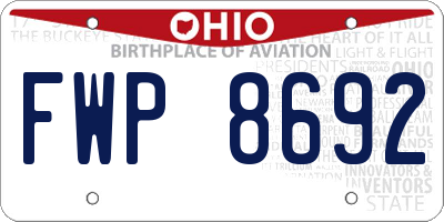 OH license plate FWP8692