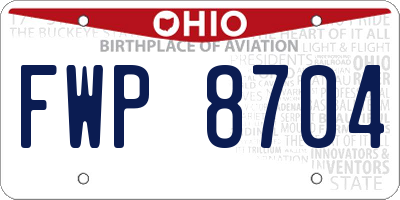 OH license plate FWP8704