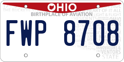 OH license plate FWP8708