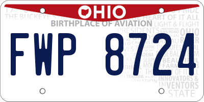 OH license plate FWP8724