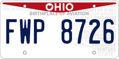 OH license plate FWP8726