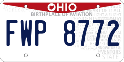 OH license plate FWP8772