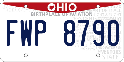 OH license plate FWP8790