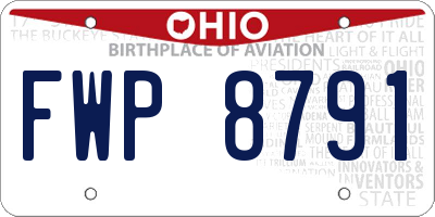 OH license plate FWP8791