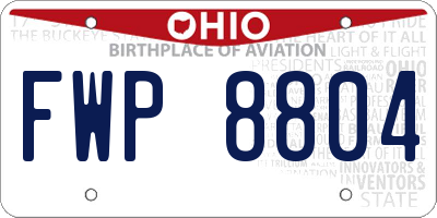 OH license plate FWP8804