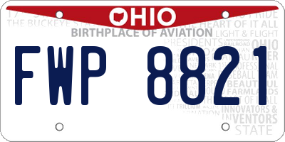 OH license plate FWP8821