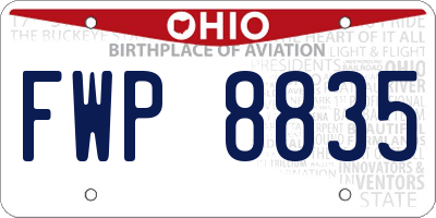 OH license plate FWP8835
