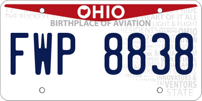 OH license plate FWP8838