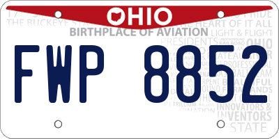 OH license plate FWP8852