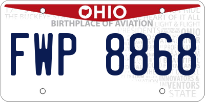OH license plate FWP8868