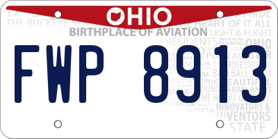 OH license plate FWP8913