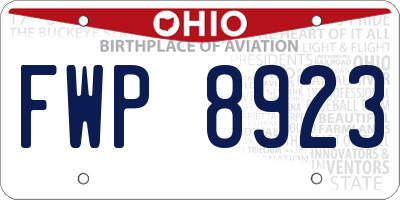 OH license plate FWP8923