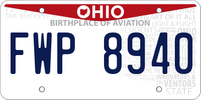 OH license plate FWP8940