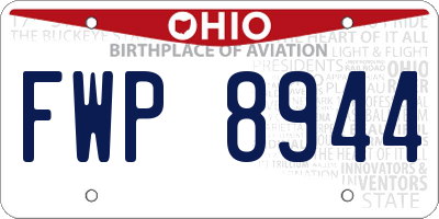 OH license plate FWP8944