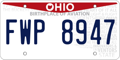 OH license plate FWP8947
