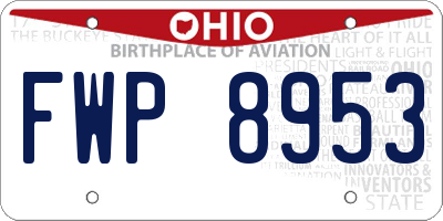 OH license plate FWP8953