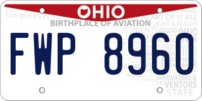 OH license plate FWP8960