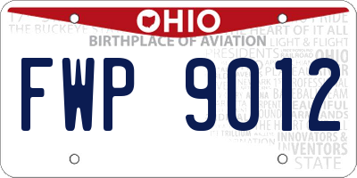 OH license plate FWP9012